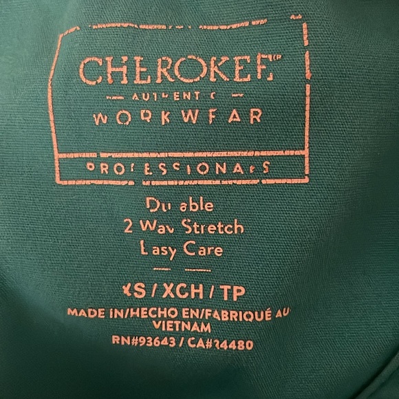 Cherokee Scrub top Mock Wrap Top (Teal Blue, X-Small) - Picture 3 of 5